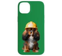 English Toy Spaniel Dog Yellow Hard Hat Casco Trabajador Crew Carcasa para iPhone 14 Plus