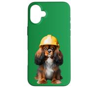 English Toy Spaniel Dog Yellow Hard Hat Casco Trabajador Crew Carcasa para iPhone 16 Plus