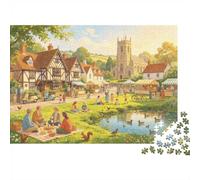 English Village 1000 Piezas Puzzles Recycled British Town Senior Puzzles Family Gaming Time Props Party Game Props for Adults and Age 10 Up 38x26cm/1000pcs