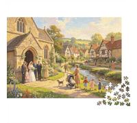 English Village Jigsaw Puzzle 1000 Piezass Reciclado Paper Country Wedding Jigsaw Puzzles Educativo Juego Desafío Divertido Juego Familiar para Adultos Y Edad 10 70x50cm/1000 Piezas