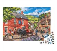 English Village Jigsaw Puzzles 1000 Piezas Recycled Paper Horse Carriage Adult Jigsaws Desarrolla Boy & Girl‘s Inteligencia Juego Educativo for Family 70x50cm/1000pcs