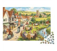English Village Jigsaw Puzzles 1000 Piezass Papel Reciclado Country Town Puzzle for Boy & Girl Divertido Present & Actividad para el Hogar Great Regalo for Child‘s Birthday 70x50cm/1000pcs