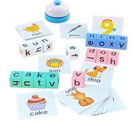 English Word Matching Game With Wooden Learning Activities,Literacy Games With Flash Cards | For Kids Ages 3+ Home Classroom School Preschool Kindergarten Daycare Party Family Gathering