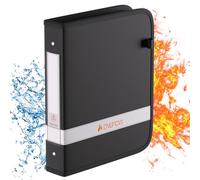 ENGPOW Carpeta de 3 anillas, ignífuga de 1.5 pulgadas con cremallera, capacidad para 375 hojas, antiadherente, sin PVC, compatible con protectores de hojas transparentes, almacenamiento seguro