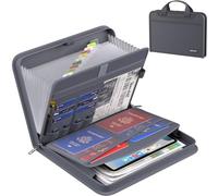 ENGPOW - Organizador de archivos de acordeón, carpeta expandible ignífuga con múltiples bolsillos, bolsa organizadora de documentos con asa y etiquetas, almacenamiento seguro portátil para archivos