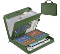 ENGPOW - Organizador de archivos de acordeón, carpeta expandible ignífuga con múltiples bolsillos, bolsa organizadora de documentos con asa y etiquetas, almacenamiento seguro portátil para archivos