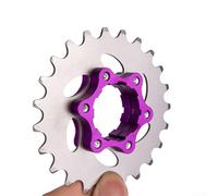 Engranaje de bicicleta de una sola velocidad con anillo de bloqueo para engranaje fijo | Piñón de volante de aleación de aluminio para HG Freehub| Opciones de 16T a 23T | Púrpura (20T)