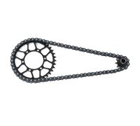 Engranaje delantero 10T + engranaje trasero 36T + juego de cadena RC piezas mejoradas de repuesto para motocicleta LOSI 1/4 Promoto-MX RC, color negro