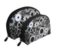 Engranaje Metal Renderizado Tecnología Arte Digital, Bolsa de Maquillaje de Concha, Monedero pequeño para Mujer, Bolsa de artículos de tocador, Bolsa de cosméticos, 2 Piezas