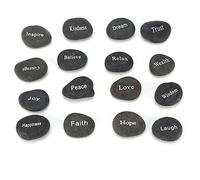 Engraved Pebbles Black Matte Rune Divination Stones Set with Engraved Lettering for Meditation and Home Decor 16Pcs Smooth Texture Pebbles Christmas Gifts