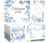 Engrowtic Juego de 64 libros de invitados funerarios de madera con cardenales para celebrar la vida por el servicio conmemorativo en memoria amorosa, 60 tarjetas de memoria, letrero de mesa y