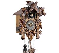 Engstler Reloj de cuco de la Selva Negra de madera auténtica con mecanismo de cuarzo que funciona con pilas y sonido de cuco - Oferta de Uhren-Park Eble Cinco hojas 22 cm - 522 Q