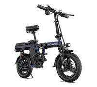 ENGWE T14 Mini Bici Eléctrica Plegable para Adultos o Adolescentes, Neumáticos de 14'', Motor de 250W, Batería de 48V 10AH, Velocidad hasta 25KM/H, Bicicleta Urbana de Paseo (Gris) (Azul)