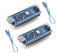 ENHANA 2 placas de desarrollo Nano V3.0 con cable USB, microcontrolador ATmega328P, 5 V 16 MHz, interfaz tipo C/micro USB, compatible con Arduino IDE para proyectos electrónicos de bricolaje, robótica