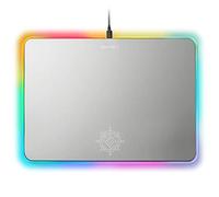 ENHANCE Alfombrilla De Ratón para Juegos con LED De Metal - Superficie Grande De Aleación De Aluminio con Bordes Transparentes Multicolores Y Agarre De Goma Antideslizante - Plateado