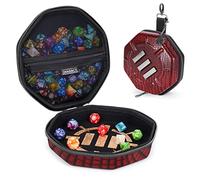 ENHANCE DnD - Bandeja y funda para dados - Edición coleccionista DnD soporte para dados hasta 150 agitadores D&D con exterior duro e interior suave protector - Bandeja rodante perfecta para la noche