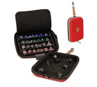 ENHANCE Designer Edition Bandeja para Tirar Dados con Estuche Porta Dados 28+, Carcasa EVA Semirigida, Soporte Extraible, Organizador Portatil Compacto Firme DND y RPG de Mesa (Rojo)