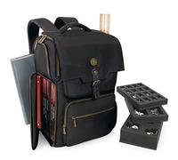 ENHANCE DND Mochila - RPG DM Bolsa para Dungeons and Dragons - Organizador de Bolsas DND de Viaje para 6-8 Libros Verticales, Ranura para Pantalla DM de 18 Pulgadas, bandejas de Espuma de