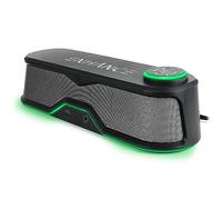 ENHANCE SB1 - Altavoz para ordenador de alta excursión, barra de sonido para ordenador con alimentación USB, altavoz bajo monitor con pico de 10 W, control de volumen LED, auriculares pase a través de