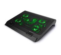 ENHANCE - Soporte de refrigeración para Ordenador portátil con Ventiladores LED, Altura Ajustable y 2 Puertos USB, 5 Ventiladores silenciosos de Alto Rendimiento a 2630 RPM y Parachoques, Color Verde