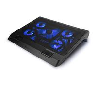 ENHANCE - Soporte de refrigeración para Ordenador portátil, Placa de refrigeración de 5 Ventiladores con LED Azules y 2 Puertos USB - Compatible con Soporte para Ordenador portátil y portátil -