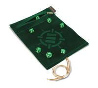 ENHANCE Tapete de Dados Roll on a Scroll y Juego de Dados Acrílicos de 7 Piezas - Estuche de Dados de Terciopelo, Soporte para Dados y Bandeja Compatible con DND y Otros Juegos de Mesa - Verde