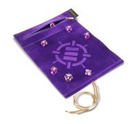 ENHANCE Tapete de Dados Roll on a Scroll y Juego de Dados Acrílicos de 7 Piezas - Estuche de Dados de Terciopelo, Soporte para Dados y Bandeja Compatible con DND y Otros Juegos de Mesa - Púrpura