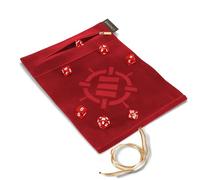 ENHANCE Tapete de Dados Roll on a Scroll y Juego de Dados Acrílicos de 7 Piezas - Estuche de Dados de Terciopelo, Soporte para Dados y Bandeja Compatible con DND y Otros Juegos de Mesa - Rojo