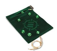 ENHANCE Tapete de Dados Roll on a Scroll y Juego de Dados Acrílicos de 7 Piezas - Estuche de Dados de Terciopelo, Soporte para Dados y Bandeja Compatible con DND y Otros Juegos de Mesa - Verde