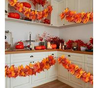Enhance your home this fall with these 4-Piece Fall Leaves Garland set. Crafted from realistic, weather-resistant faux leaves, they are perfect for indoor and outdoor Thanksgiving and harvest décor. U