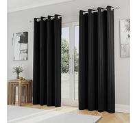 Enhanced Living Nightfall - Cortinas Aislantes para Ventanas, Térmicas con Ojales supersuaves, Color Negro, 229 x 229 cm, Ahorro de energía y reducción de Ruido para Sala de Estar y Dormitorio