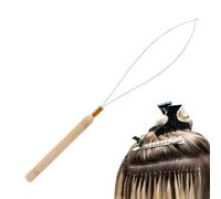 Enhebrador de agujas - Enhebradores de agujas con bucle para extensión de cabello similar a la madera de 23,5 cm, herramienta de extensión de pelos con mango de madera de 2 piezas, | Enhebrador de cab