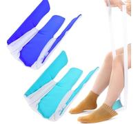 Enhebrador de calcetines,Ayudas para ponerse los calcetines,Dispositivo de ayuda para tirar, Ayudante para calcetines, discapacitados, embarazadas, diabéticos (Azul claro + azul oscuro)