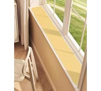 ENHEN Protector de Alfeizar para Baño Amarillo con Borde Blanco, Cojín Balcón Silicona Cuero Ajustable, Alfombrilla para Rincón Desayuno, Cocina y Muebles(170x20cm/67x8in)