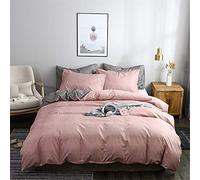 Enhome Juego de Fundas de edredón y de Almohada, Color sólido Microfibra Juego de Cama Funda Almohada y Cierre de Cremallera Funda de Nórdica Tacto Suave (Polvo nórdico,150 * 200cm-2pcs)