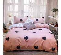 Enhome Juego de Ropa de Cama de 4 Piezas 2 Funda de Almohada Microfibra Juego de Fundas de Edredón con 1 Funda Nórdica y 1 Sábana Encimera (Cuore Caldo,150x200cm)