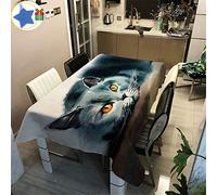Enhome Mesa Mantel Antimanchas Rectangular Impermeable, 3D Gato de la Pintura Estampado Poliéster Tela Lavable para Exterior Interior Comedor Cocina Jardín Decoración (Gris,100×140cm)