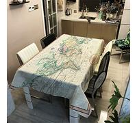 Enhome Mesa Mantel Antimanchas Rectangular Impermeable, 3D Mapa del Mundo Impresión Poliéster Tela Lavable para Exterior Interior Comedor Cocina Casa Jardín y Bar Decoración (140×200cm,J)