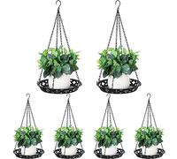Enhon Paquete de 6 colgadores para Plantas, Maceta Colgante de Metal de 12 Pulgadas para Plantas de Interior y Exterior, Elegante Estante Decorativo Negro Brillante para Colgar Plantas para Ventana,