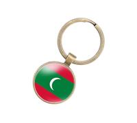 EnigmaGlow Llavero de la bandera de la mayoría de los países del mundo, llavero de aleación de zinc, llavero diario, llaves de coche para hombres y mujeres, Maldivas, 2.1inch