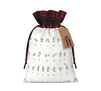 EniLsa Bolsa de regalo con cordón con estampado de alfabeto de lenguaje de signos, decoraciones de regalos para suministros de fiesta de Navidad, 8.3 x 11.8 pulgadas