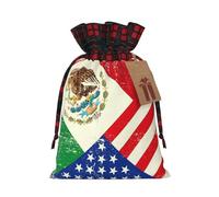 EniLsa Bolsa de regalo con cordón con estampado de bandera mexicana americana, decoraciones de regalos para suministros de fiesta de Navidad, 8.3 x 11.8 pulgadas