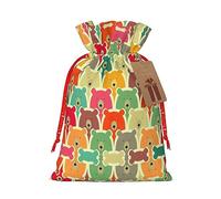 EniLsa Bolsa de regalo con cordón de Navidad con estampado de osos coloridos, decoraciones de regalos para suministros de fiesta de Navidad, 8.3 x 11.8 pulgadas