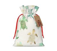EniLsa Bolsa de regalo con cordón de Navidad con estampado de tortuga, decoraciones de regalos para suministros de fiesta de Navidad, 8.3 x 11.8 pulgadas
