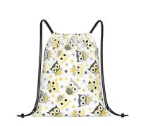 Enilsa Mochila con cordón, diseño de cebra y jirafa, impermeable, con cordón, bolsa de gimnasio, bolsa de natación, Animales de dibujos animados de búhos, talla única