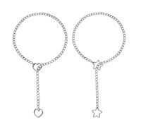 EnixwH 2 Piezas Collar Mujer, Collar De Cadena Deslizante con Aro en Forma De CorazóN para Mujer, Estilo Punk GóTico Cubano JoyeríA Ajustable para Navidad CumpleañOs Halloween Fiesta