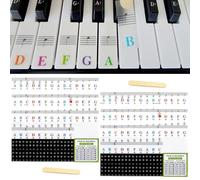 EnixwH 2 Piezas Pegatinas Piano Teclado Notas Stickers para 88 76 61 54 49 37 Teclas Teclado Electrónico Teclados Piano Negro Blanco Teclas Teclados Niños Aprendizaje Principiantes