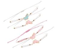 EnixwH 4 Piezas De Pulseras De La Amistad, Pulsera Amistad, Pulsera Hermanas, Pulseras De Mariposa, Pulseras De Cuerda Ajustables, Adecuadas para Parejas, Buenos Amigos (Rosa Blanco)