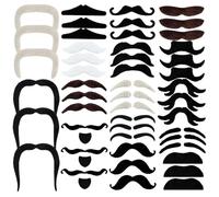 EnixwH 48 Piezas Bigotes Postizos Realistas Varios Estilos Bigote Postizo Barbas Falsas Diseño de Pasta para Halloween Mascarada Representación Teatral Juego de rol Reunión