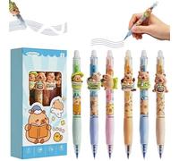 EnixwH 6 Piezas 0,5 MM Punta Boligrafos Bolis Gel Borrable Papeleria Material Escolar con Múltiple Motivos Animales para Niño Notas Diario Uso Escuelas Oficinas Regalos Regreso Clases (Capibara B)